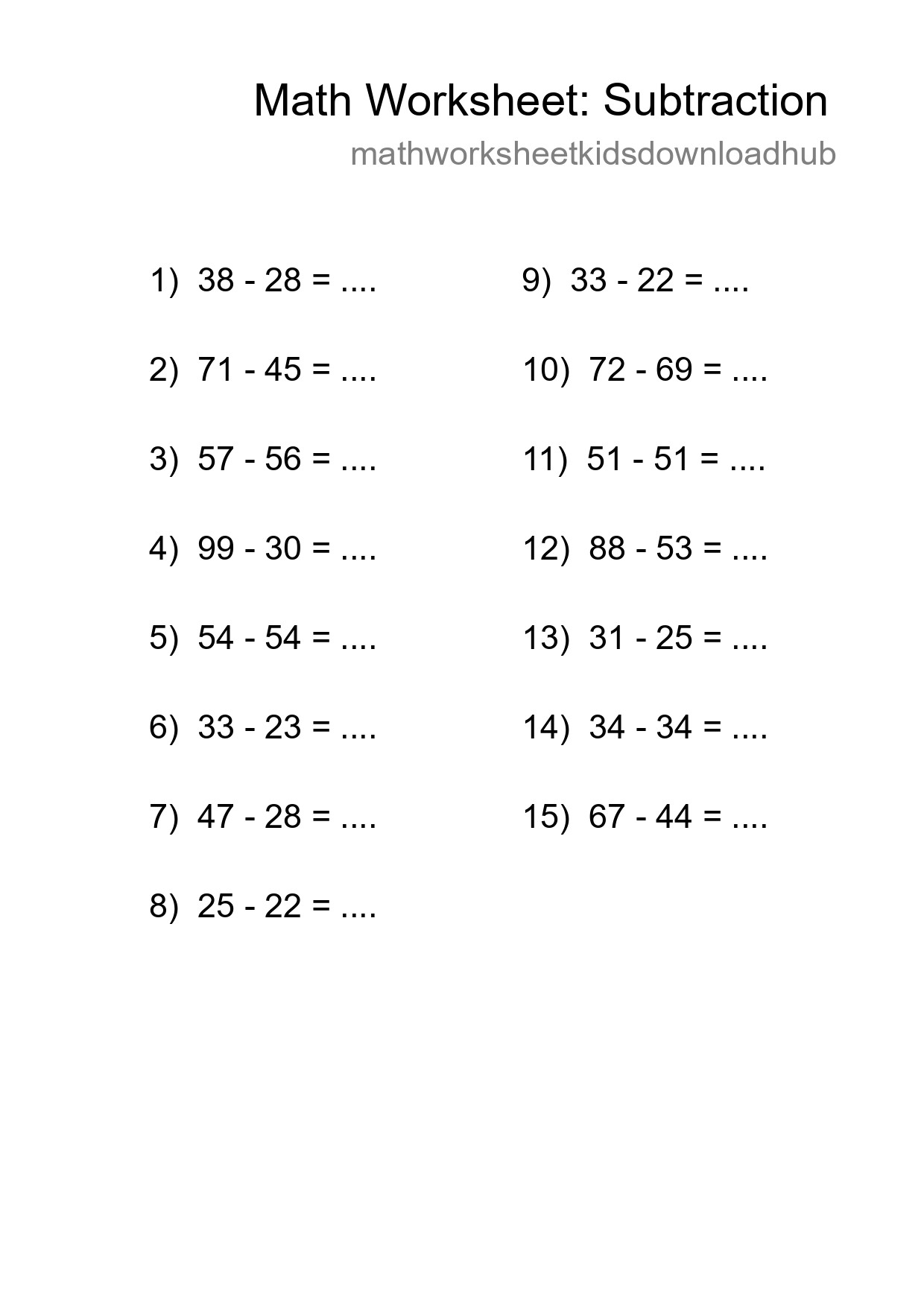 Free 15 Subtraction Math Worksheet For Grade 3 With Answers - Part 85