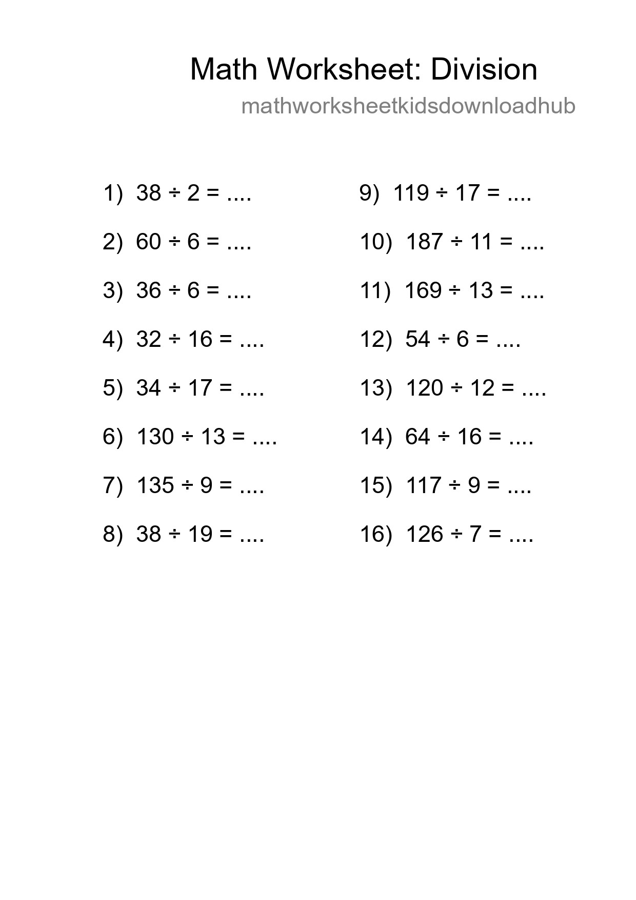 Free 16 Division Math Worksheet For Grade 2 - Part 180
