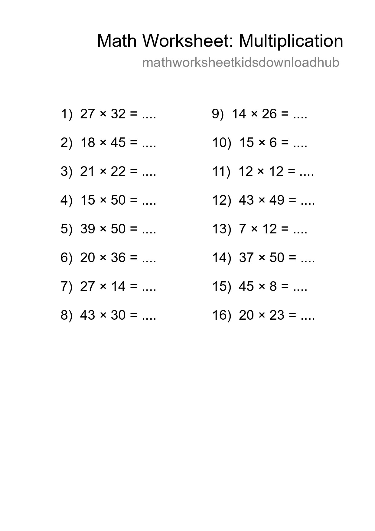 Free 16 Multiplication Math Worksheet For Grade 2 - Part 117