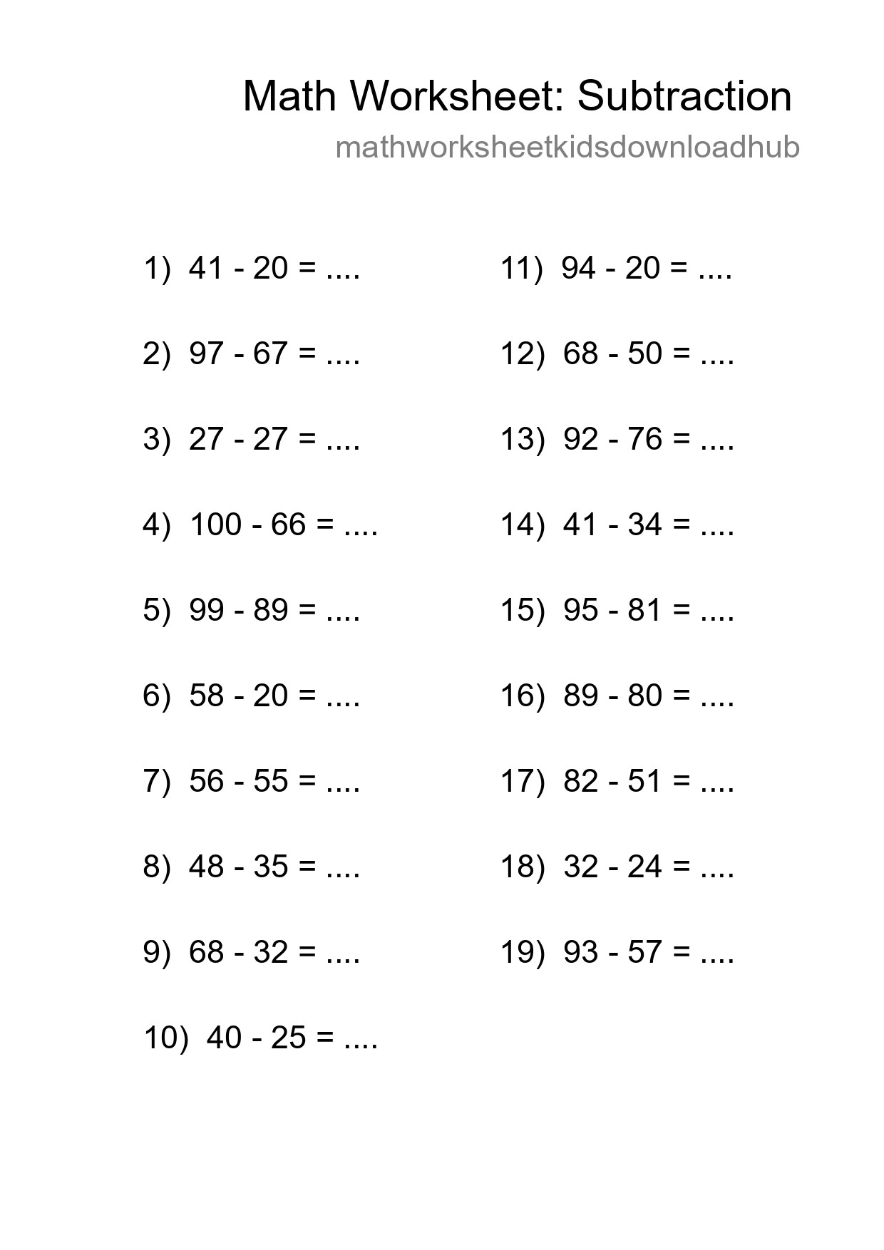 Free 19 Subtraction Math Worksheet For Grade 3 - Part 140