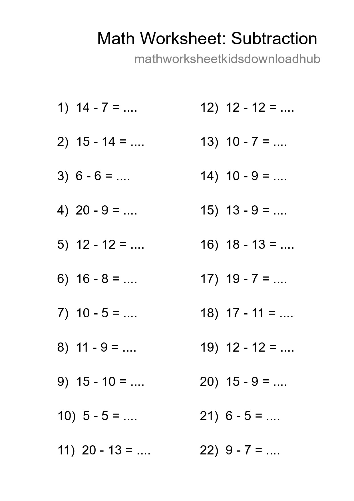 Free 22 Subtraction Math Worksheet For Grade 2 - Part 217