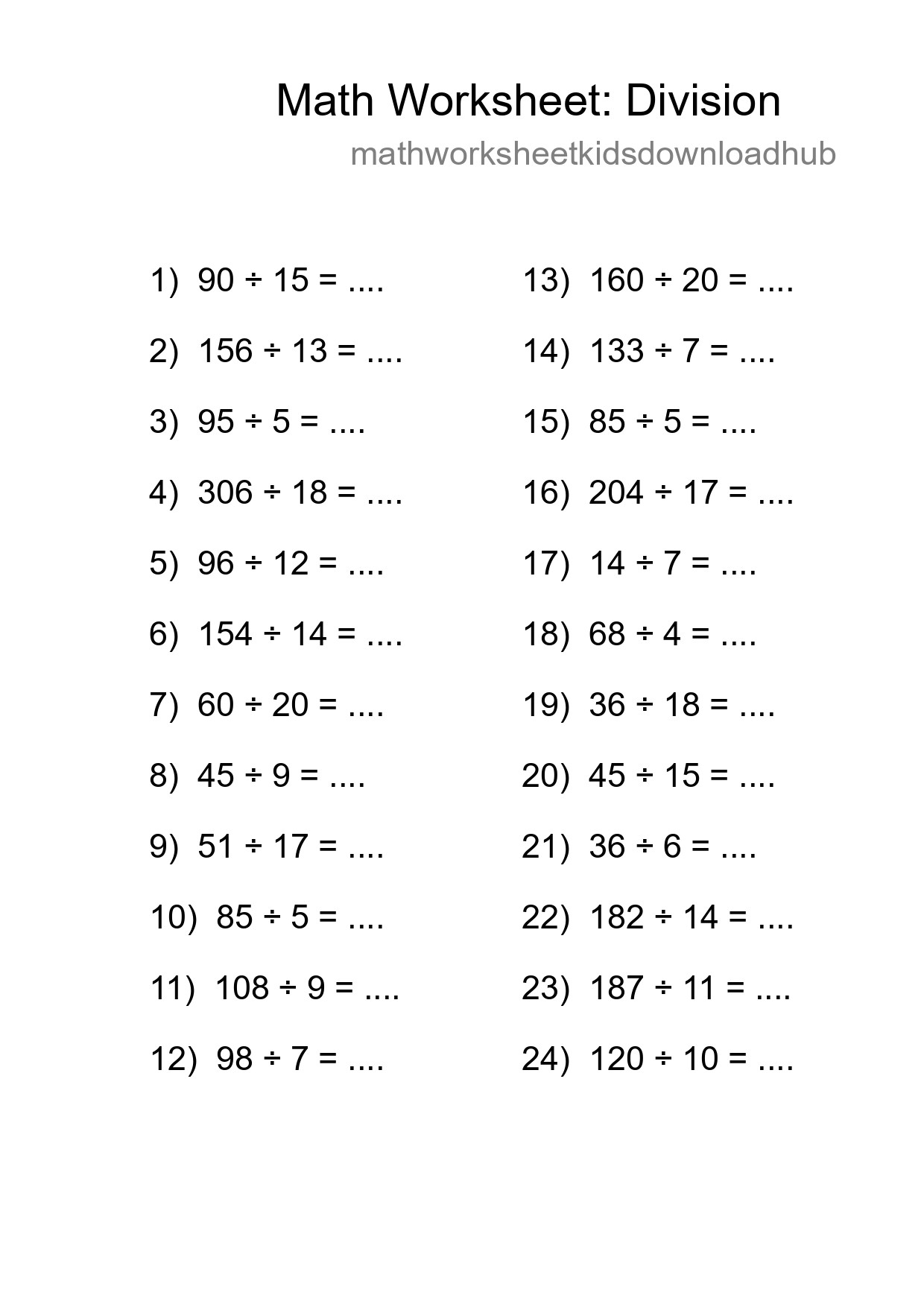 Free 24 Division Math Worksheet For Grade 2 - Part 136