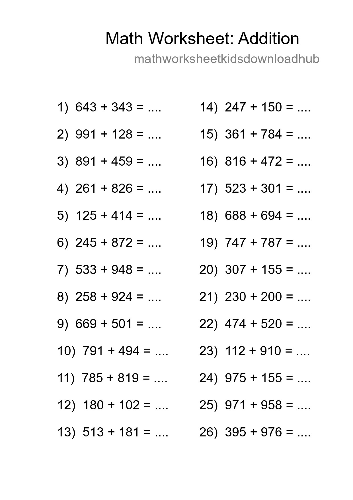 Free 26 Addition Math Worksheet For Grade 5 With Answers - Part 34