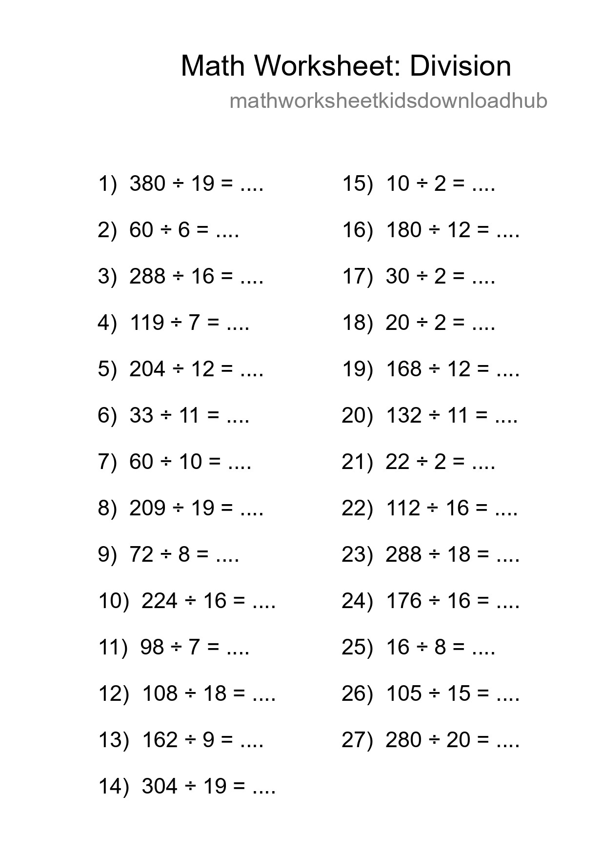 Free 27 Division Math Worksheet For Grade 2 - Part 4