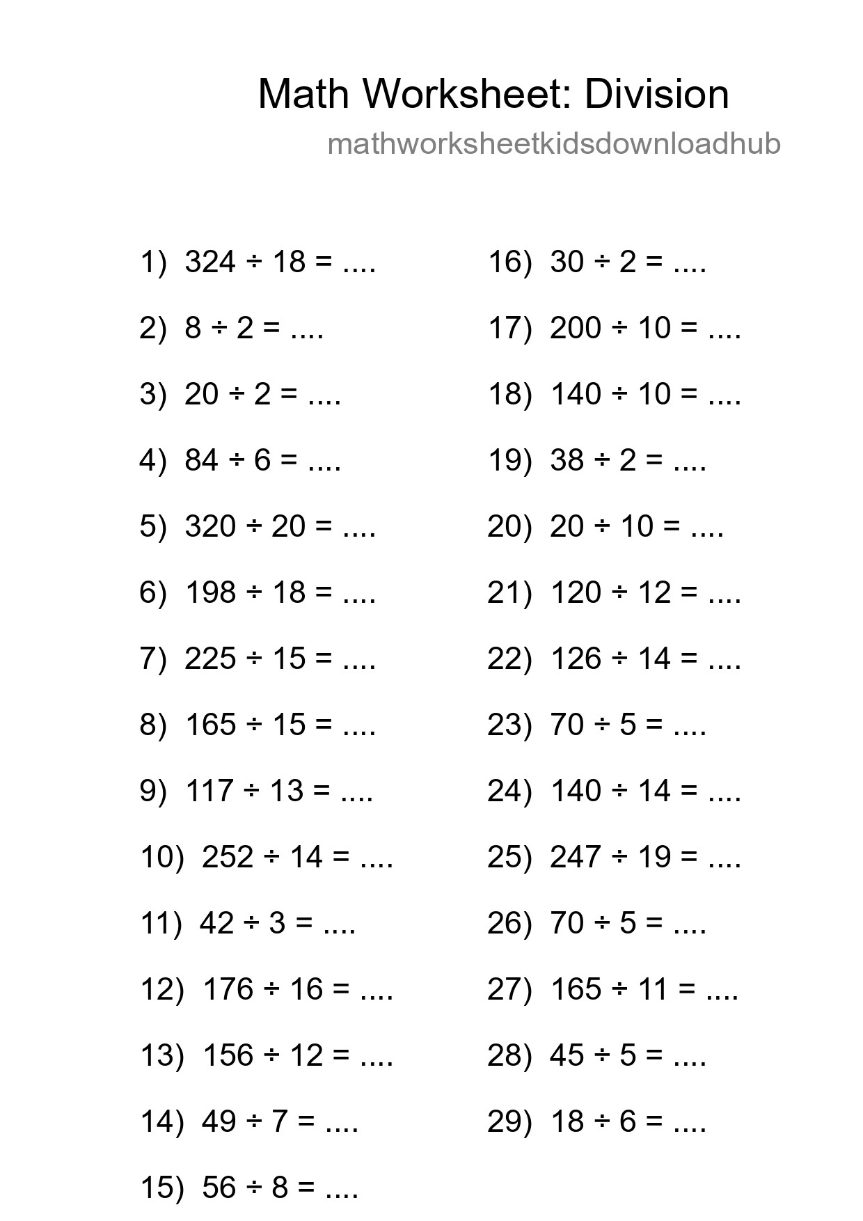 Free 29 Division Math Worksheet For Grade 2 With Answers - Part 125