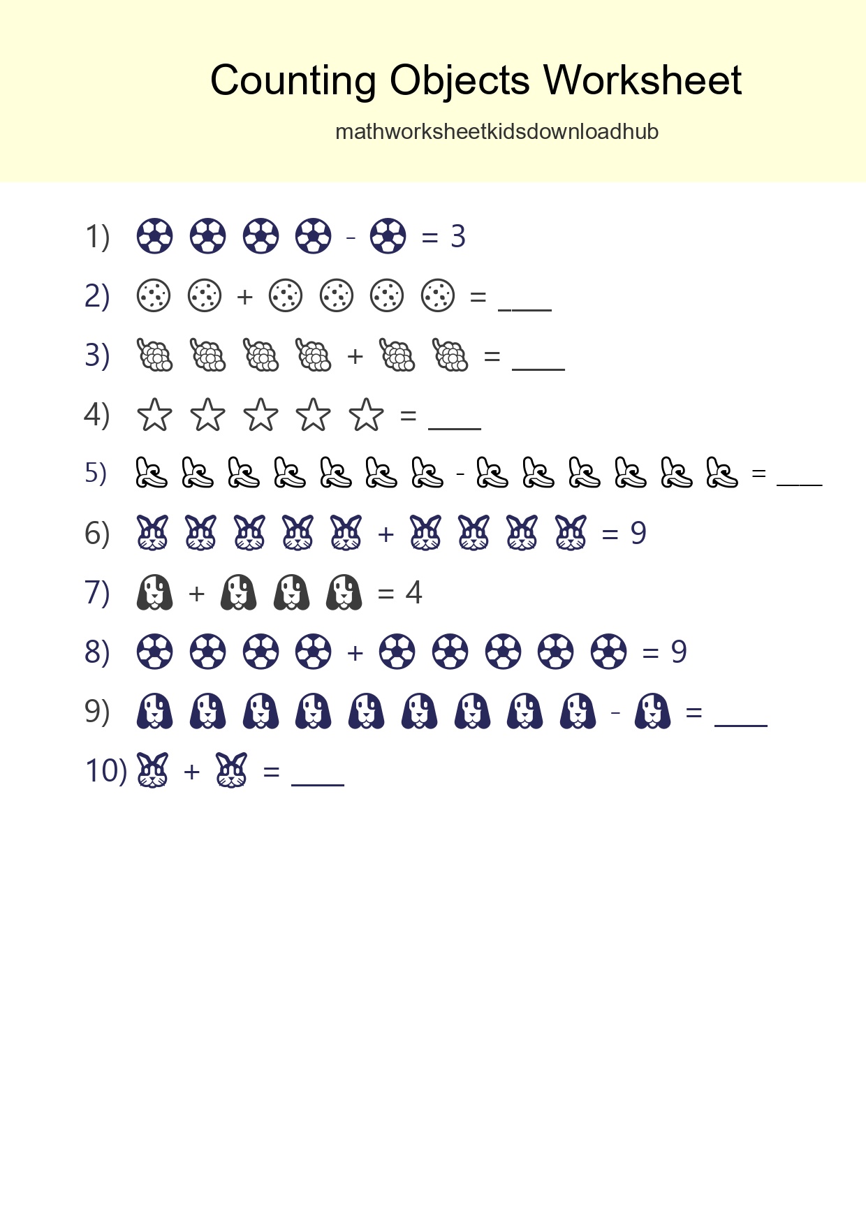 Free Counting Objects Worksheet For Kindergarten - Part 47