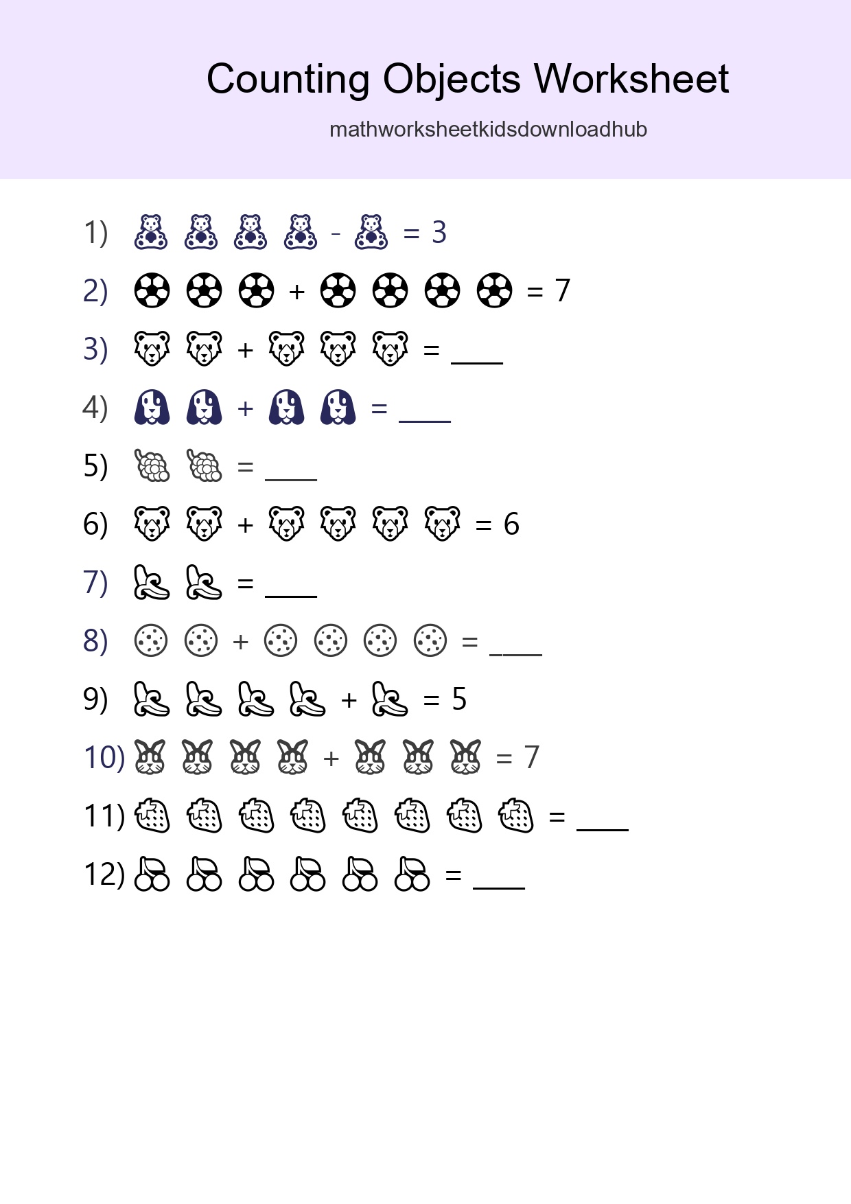 Free Counting Objects Worksheet For Kindergarten - Part 91