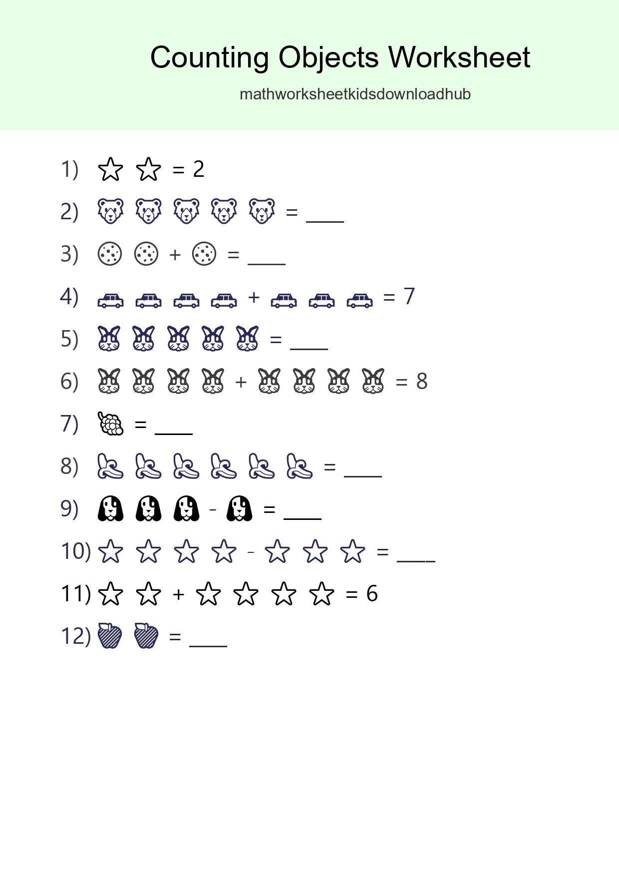 Free Counting Objects Worksheet For Kindergarten Printable - Part 58