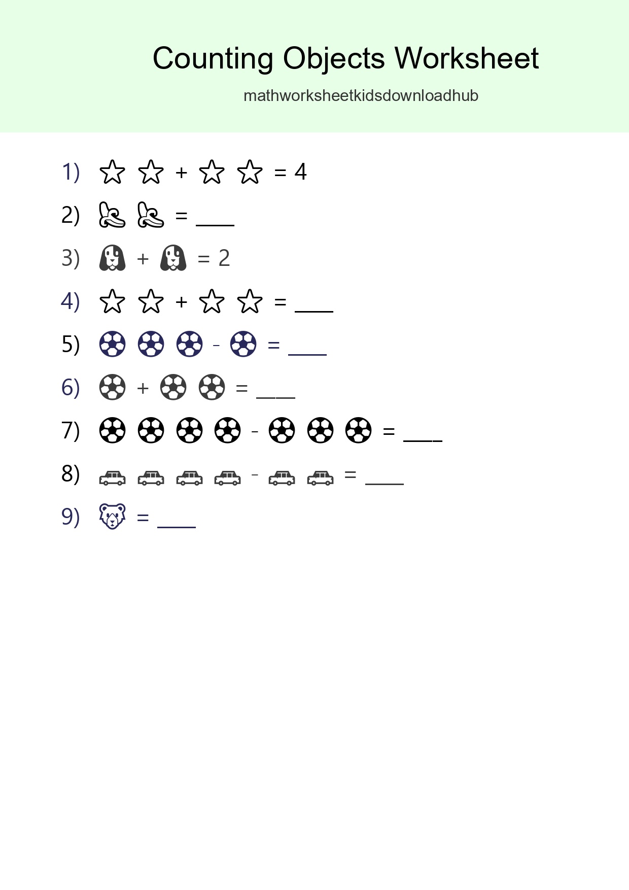 Free Counting Objects Worksheet For Pre-K Printable - Part 168
