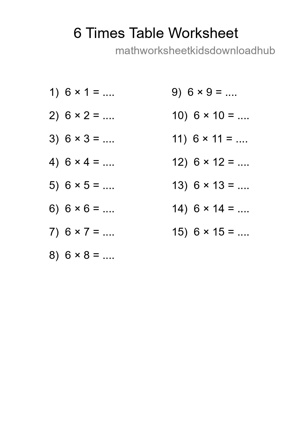 Grade 3 Multiplication Table 6 Practice - Part 196