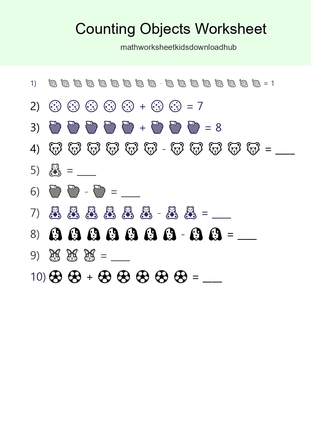 Kindergarten Count The Objects Worksheet - Part 113