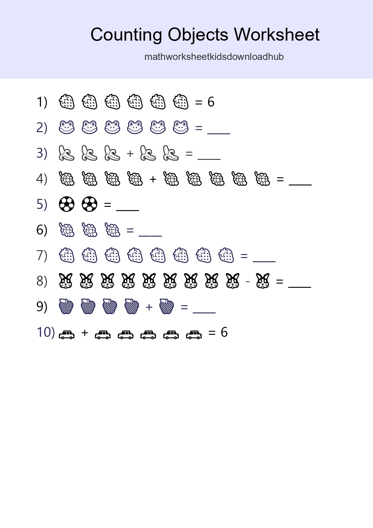 Kindergarten Count The Objects Worksheet - Part 190