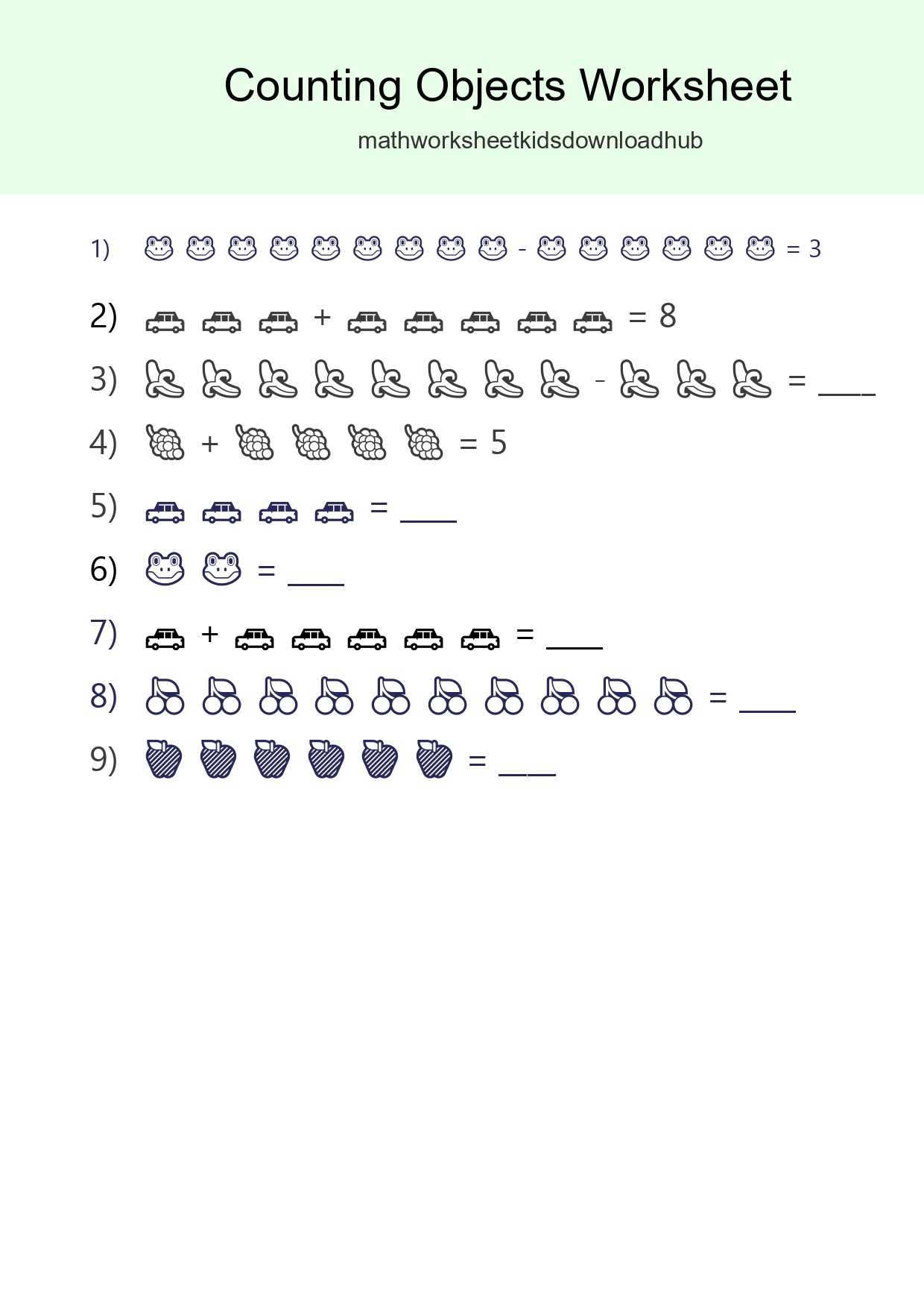 Kindergarten Count The Objects Worksheet - Part 201
