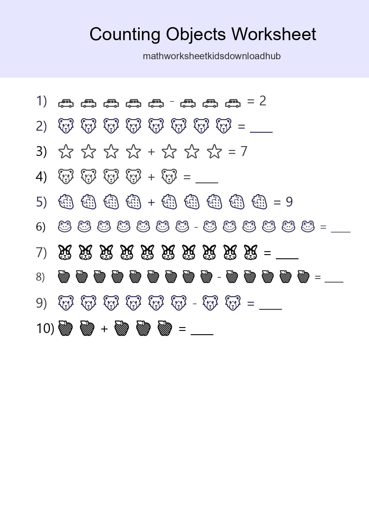 Kindergarten Count The Objects Worksheet - Part 245