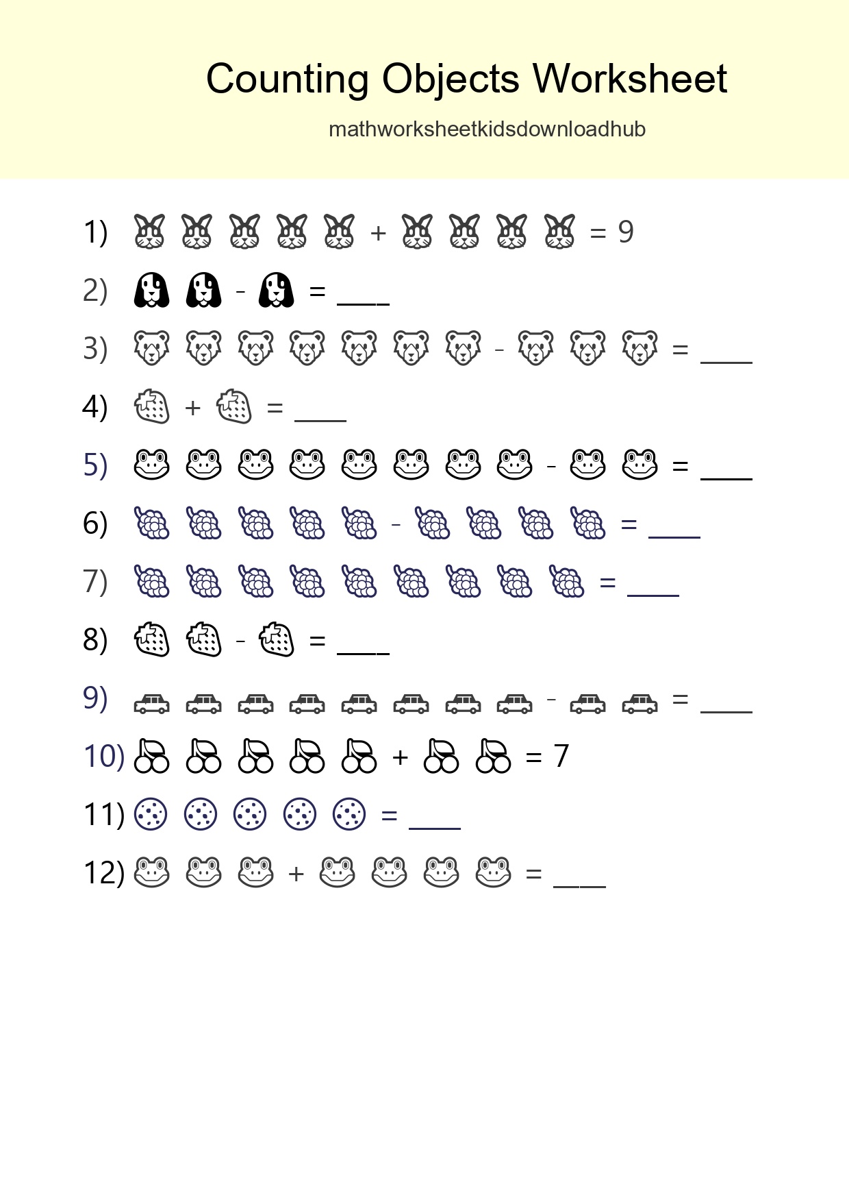 Learn Counting With Pictures Worksheet (Kindergarten) - Part 102