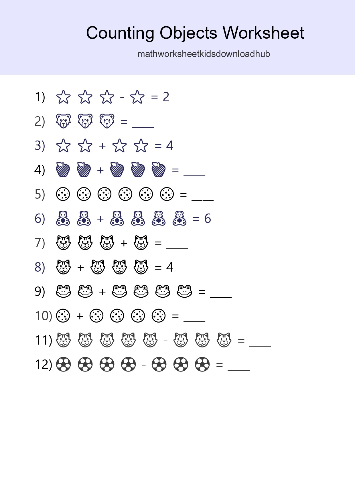 Learn Counting With Pictures Worksheet (Kindergarten) - Part 124